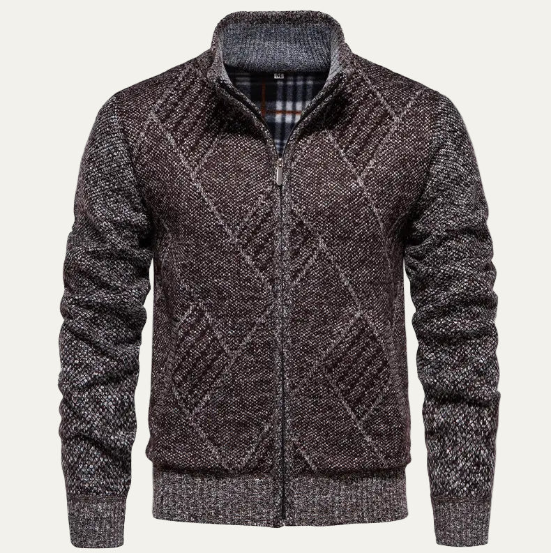 Gilet à col montant en maille losange pour homme