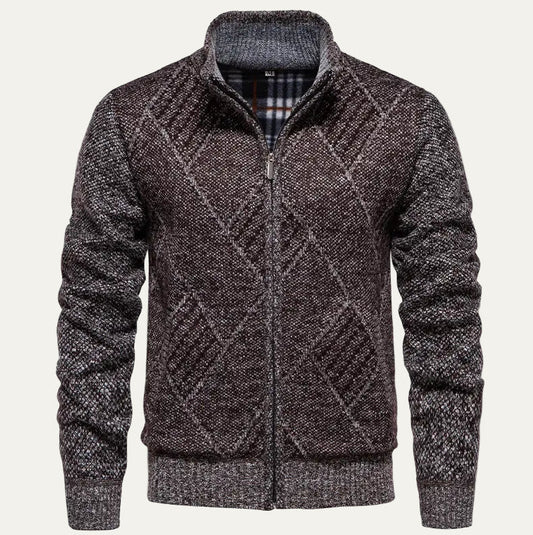 Gilet à col montant en maille losange pour homme