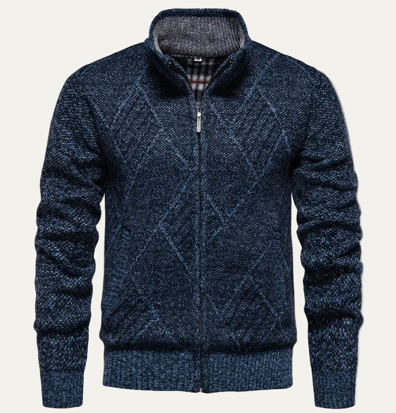 Gilet à col montant en maille losange pour homme