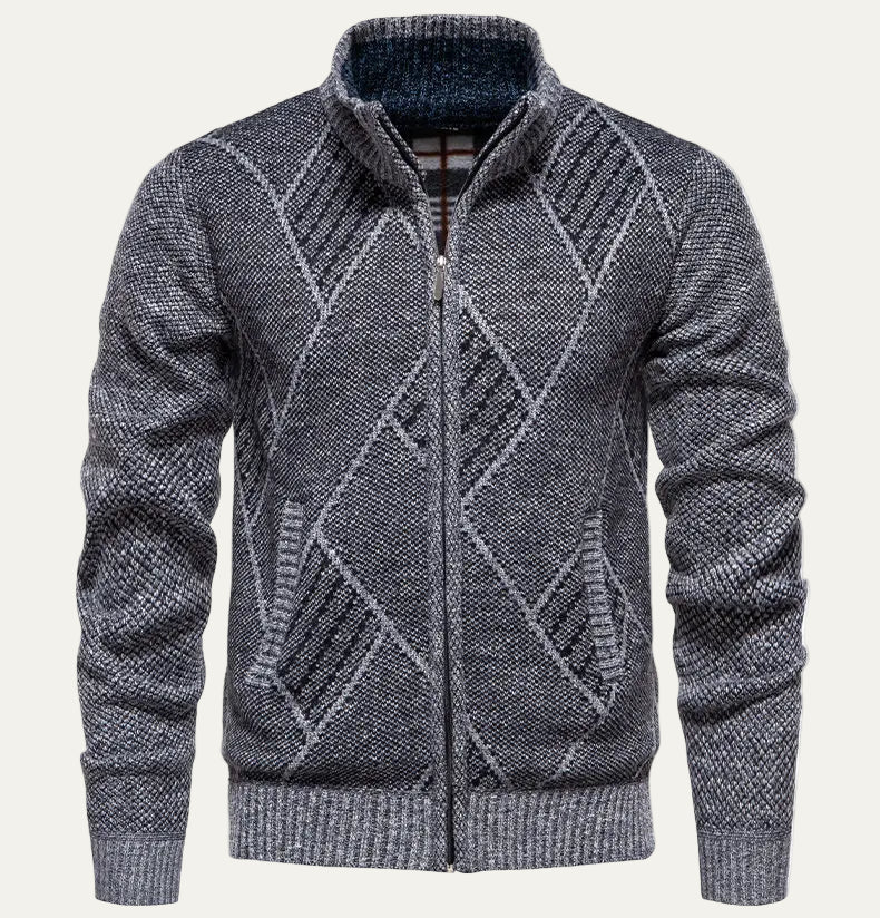 Gilet à col montant en maille losange pour homme