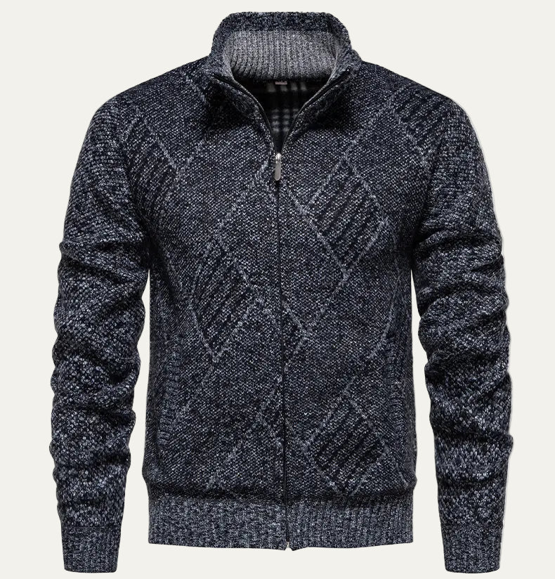 Gilet à col montant en maille losange pour homme