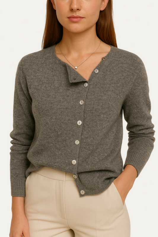 Gilet asymétrique boutonné en maille pour femme