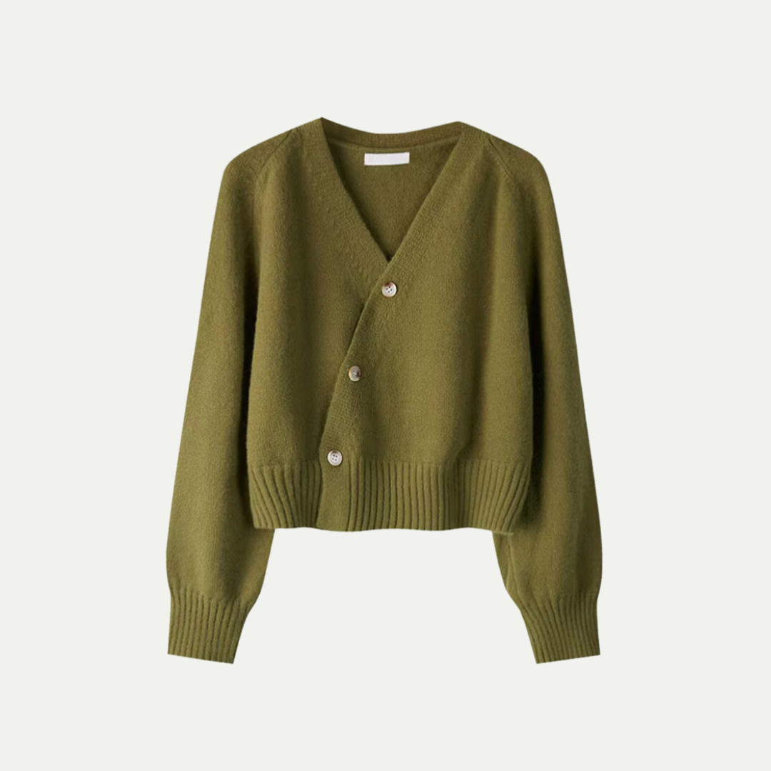 Gilet asymétrique cache-cœur en maille pour femme