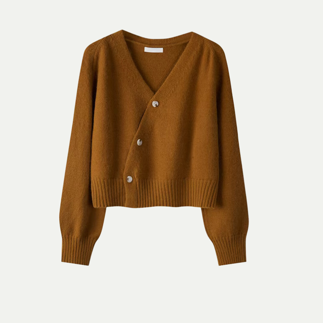 Gilet asymétrique cache-cœur en maille pour femme