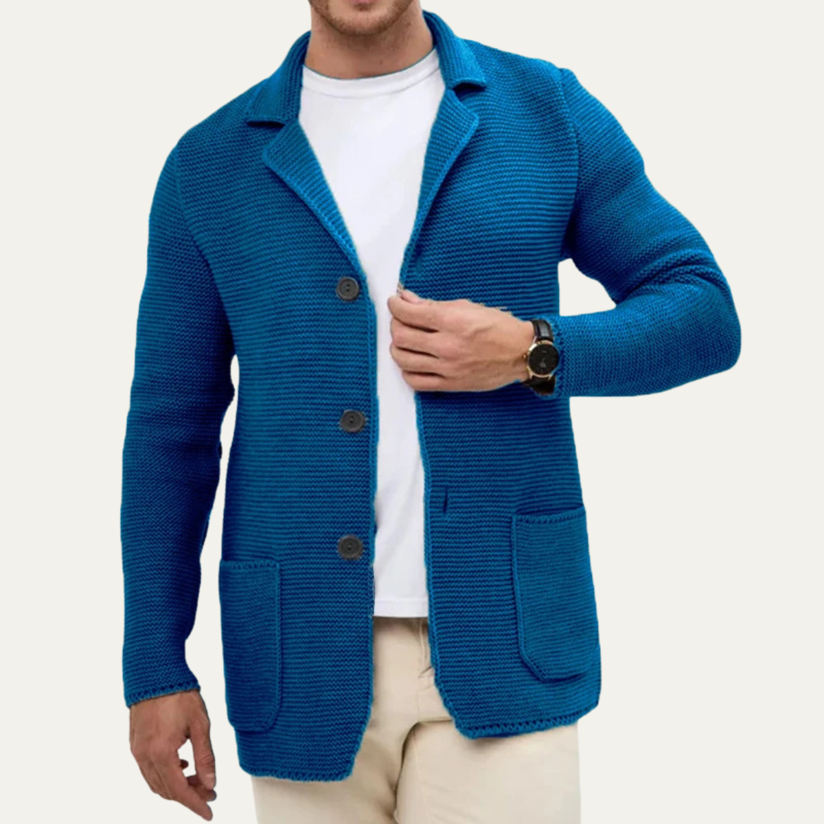 Gilet blazer en maille côtelée épaisse pour homme