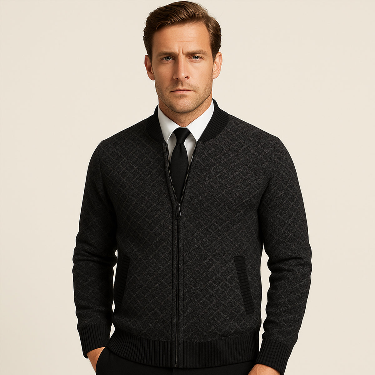 Gilet bomber à motif géométrique pour homme