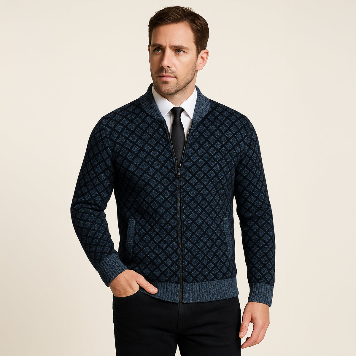 Gilet bomber à motif géométrique pour homme