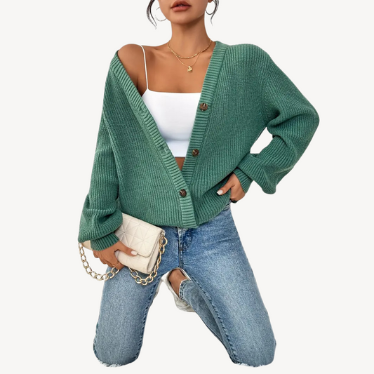 Gilet boutonné à manches longues pour femme