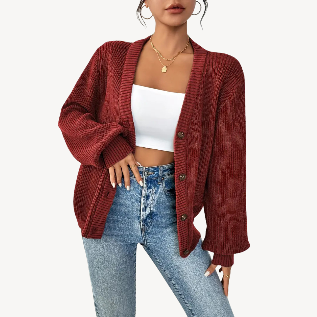 Gilet boutonné à manches longues pour femme