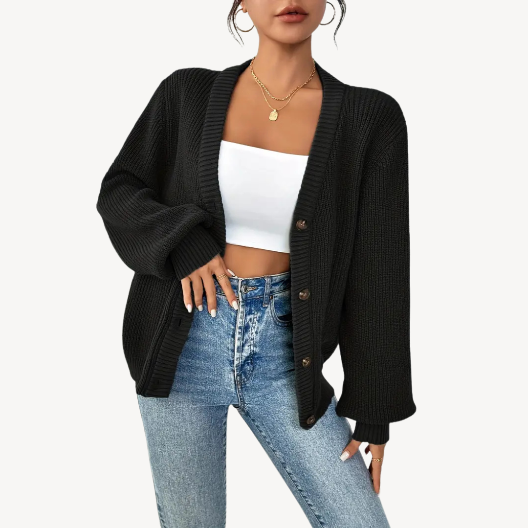Gilet boutonné à manches longues pour femme