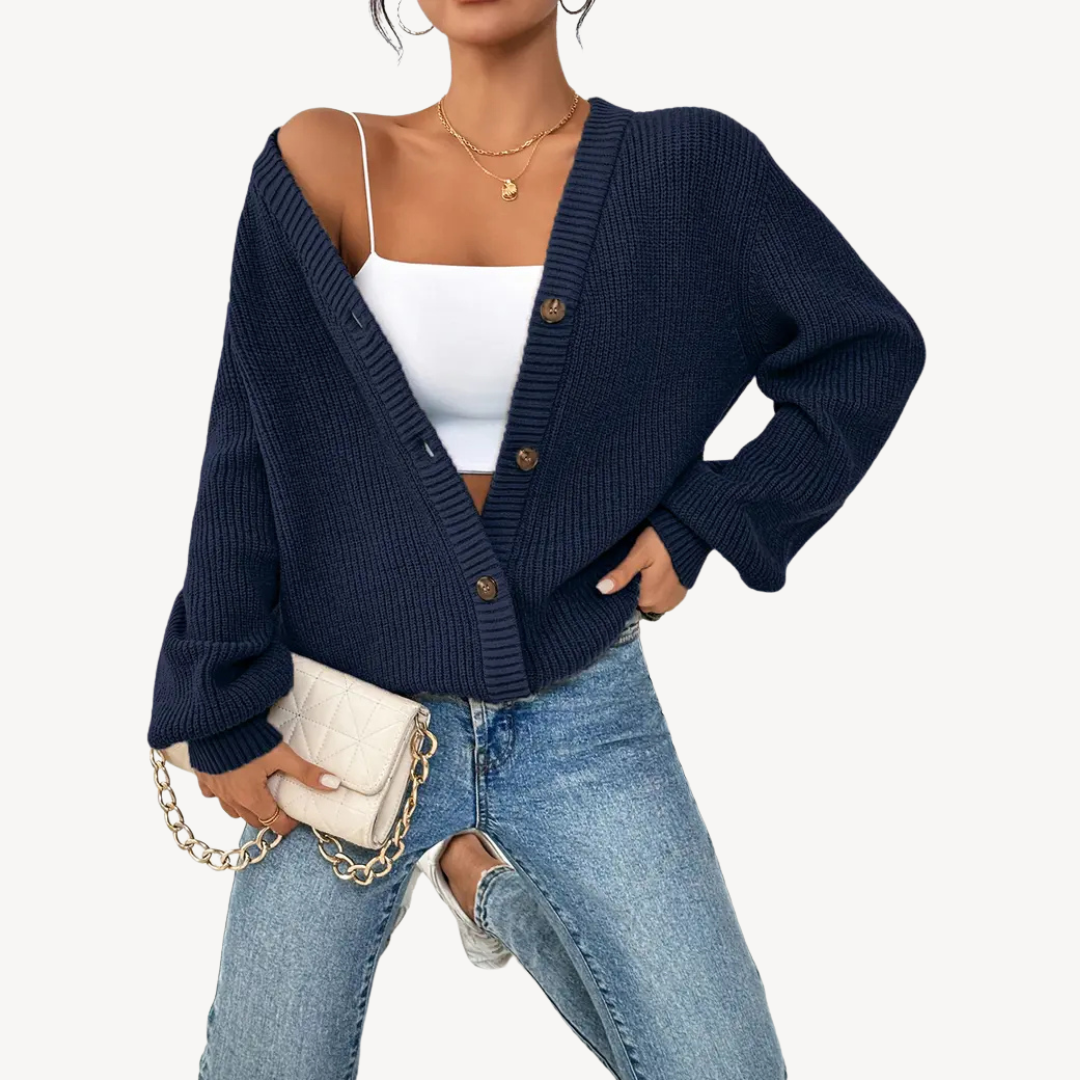 Gilet boutonné à manches longues pour femme