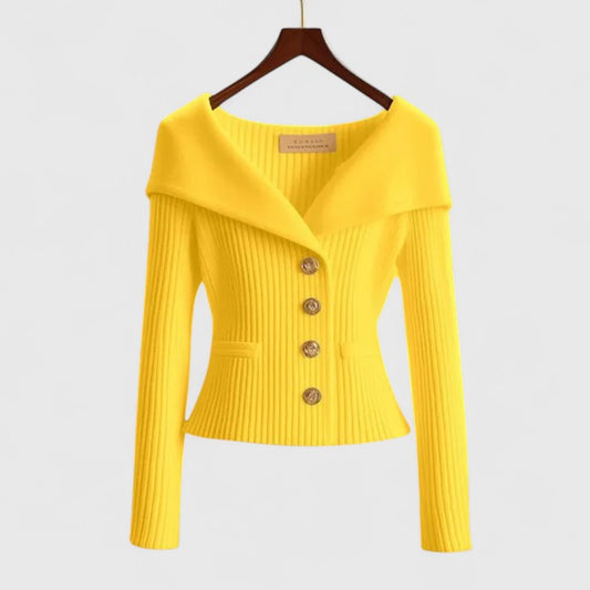 Gilet boutonné côtelé à épaules dénudées pour femme