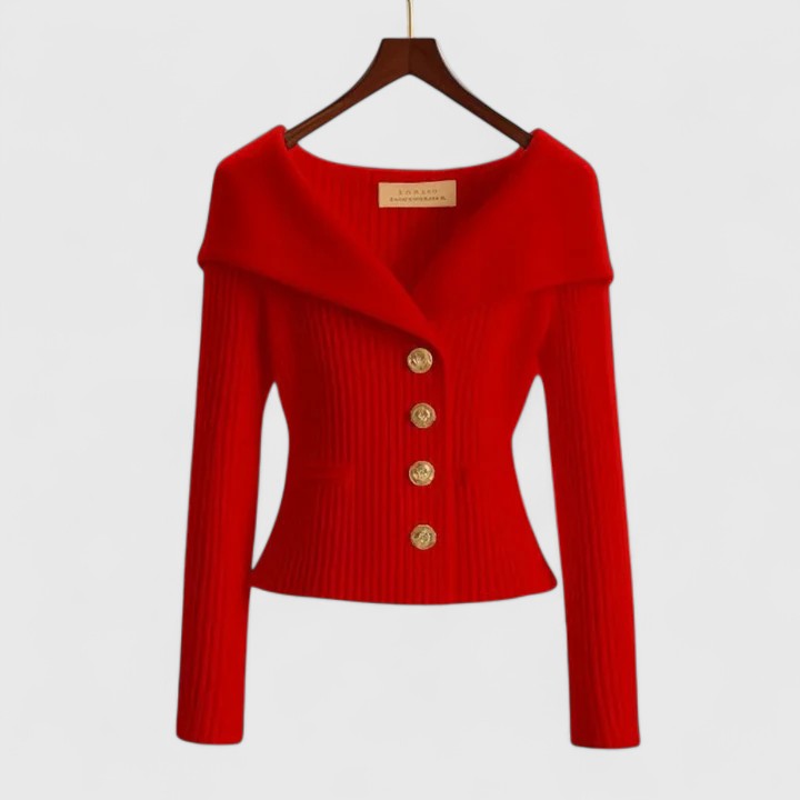 Gilet boutonné côtelé à épaules dénudées pour femme