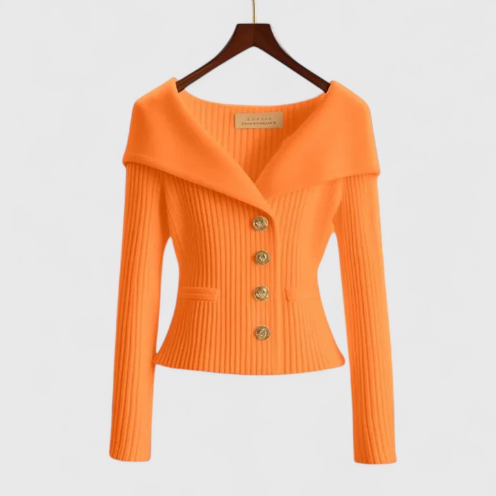 Gilet boutonné côtelé à épaules dénudées pour femme
