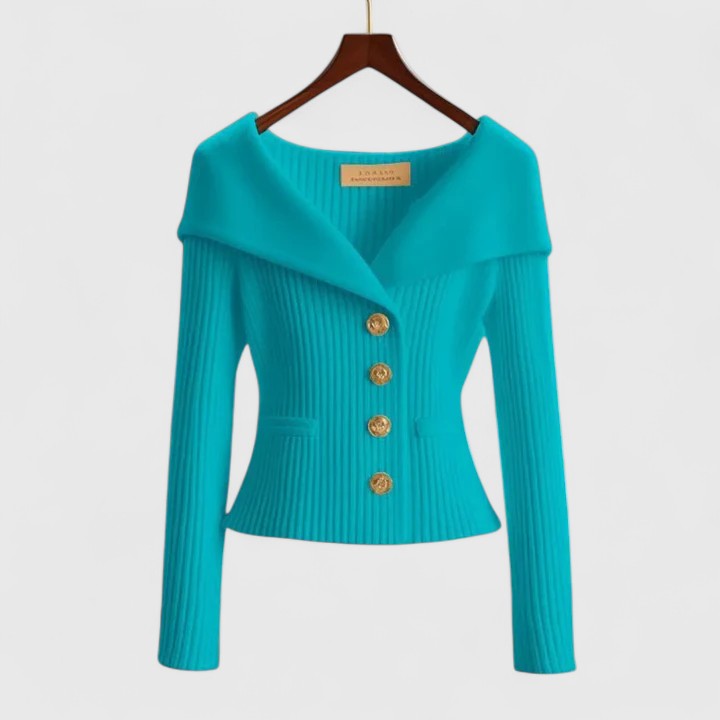 Gilet boutonné côtelé à épaules dénudées pour femme