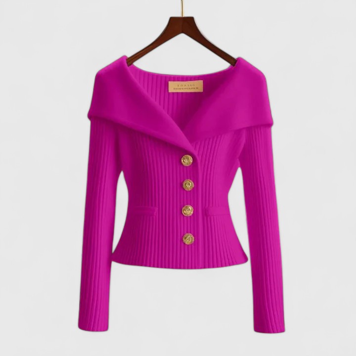 Gilet boutonné côtelé à épaules dénudées pour femme