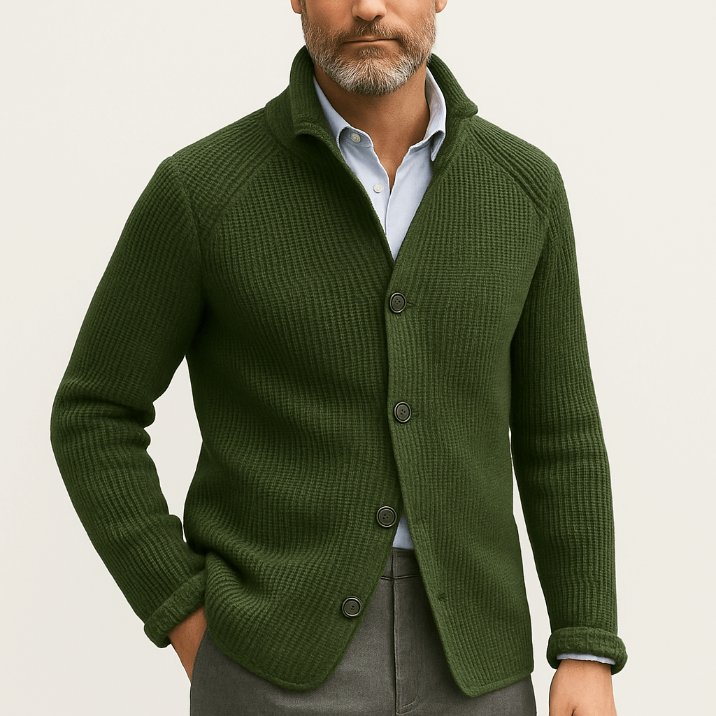 Cardigan boutonné en maille épaisse pour homme