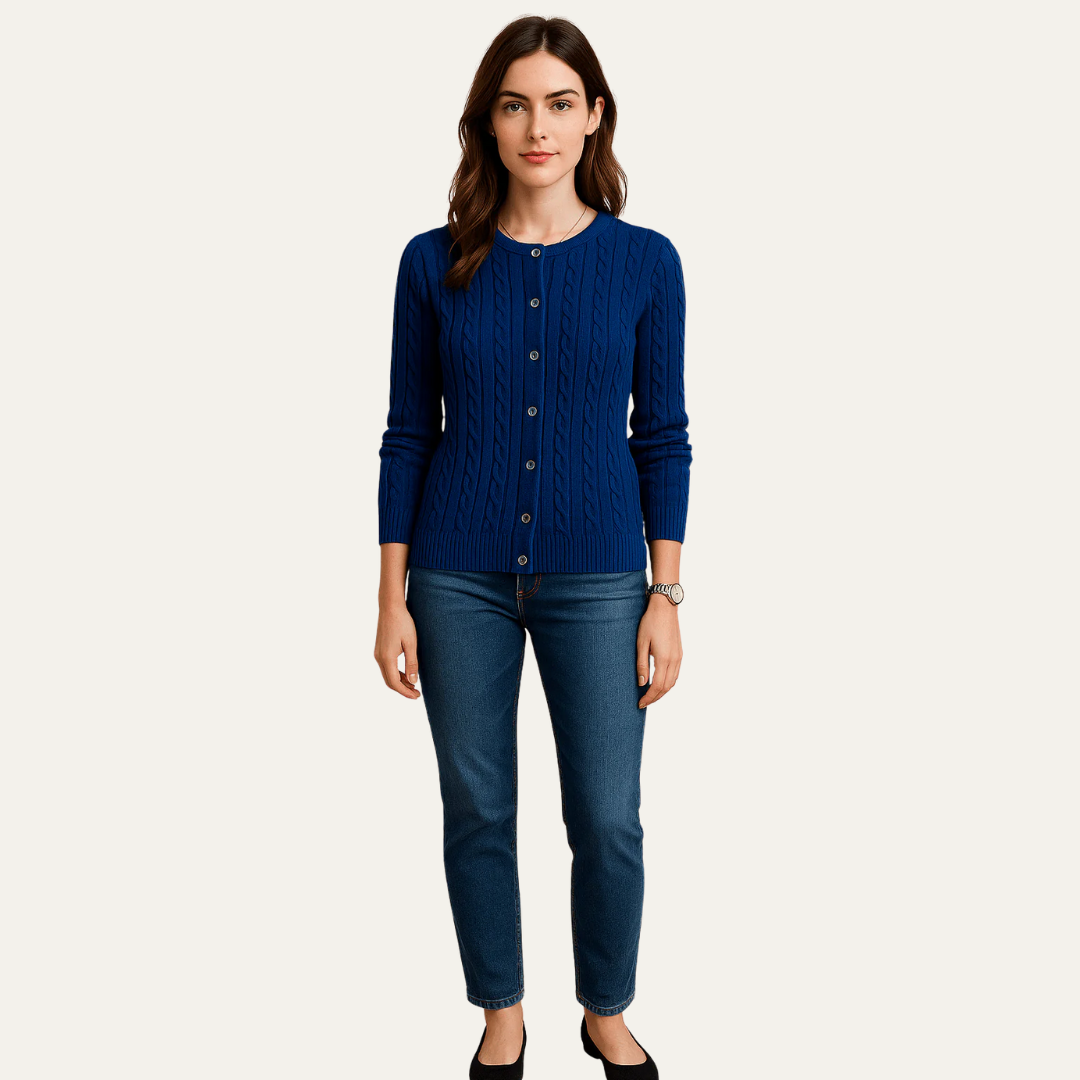 Gilet boutonné en maille torsadée pour femme