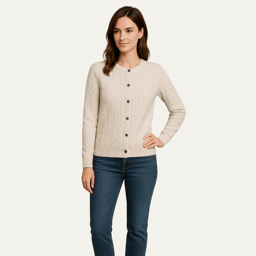 Gilet boutonné en maille torsadée pour femme