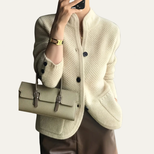 Gilet boutonné texturé pour femme