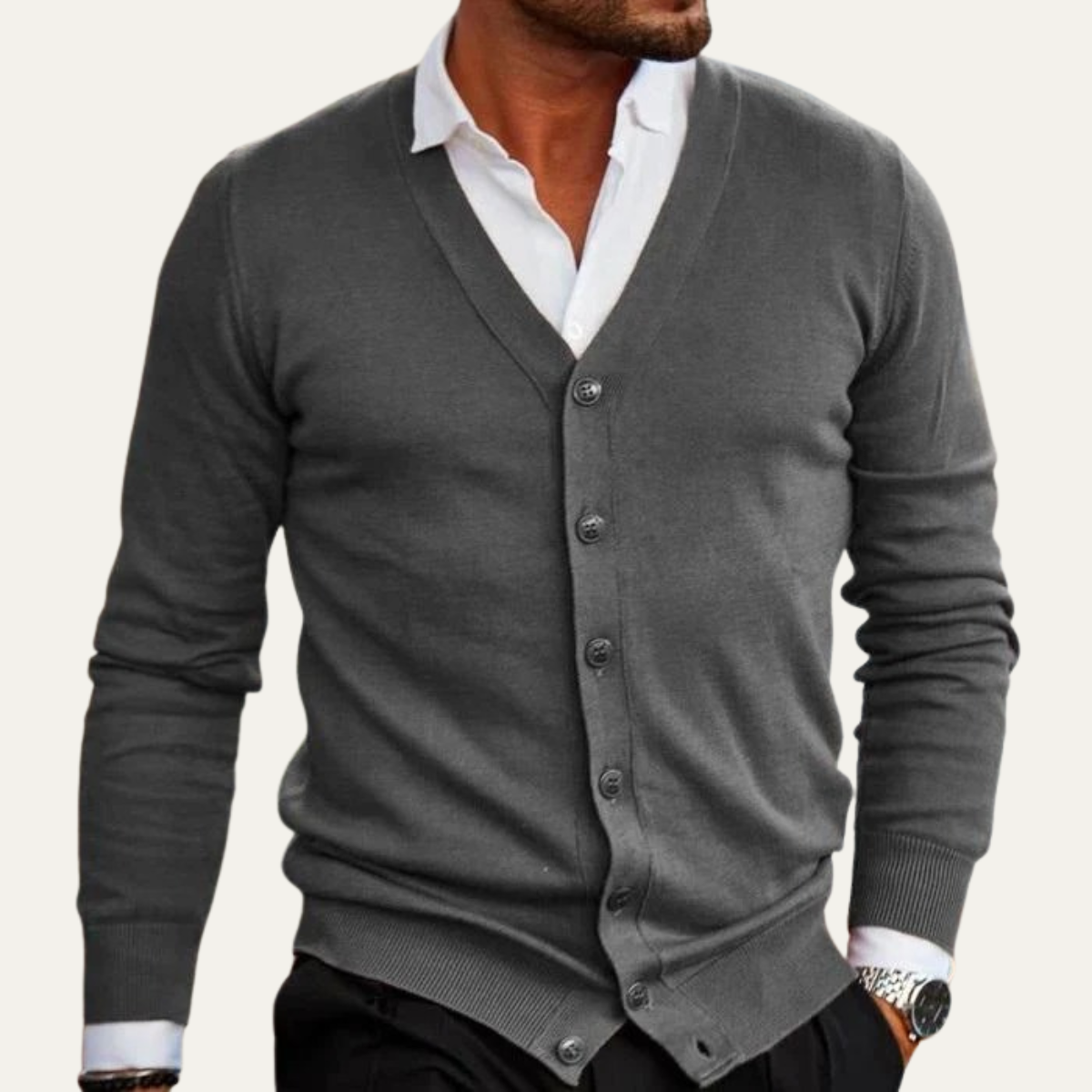Gilet cardigan boutonné pour homme