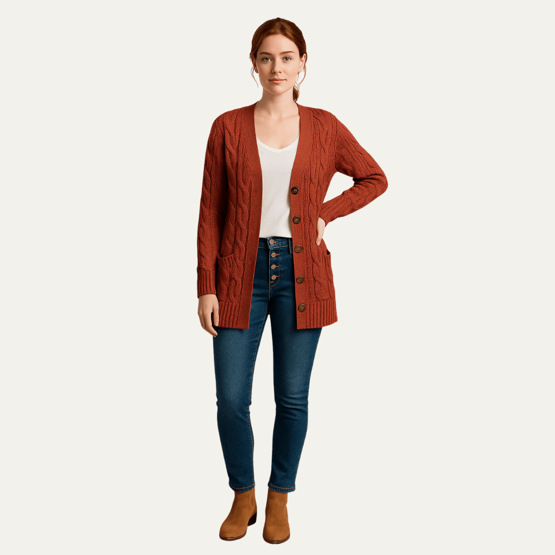 Gilet cardigan classique mi-long pour femme