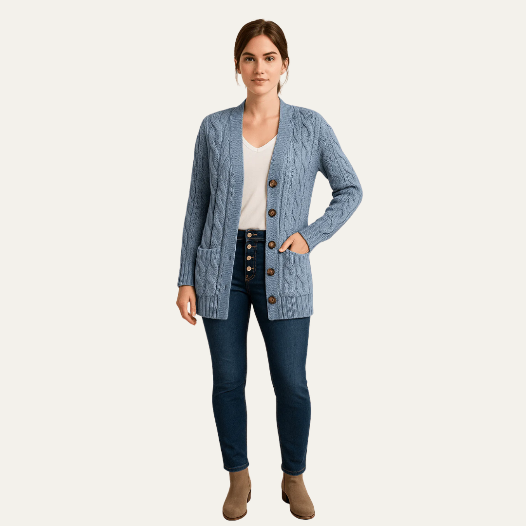 Gilet cardigan classique mi-long pour femme