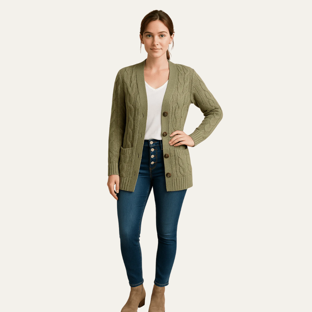 Gilet cardigan classique mi-long pour femme