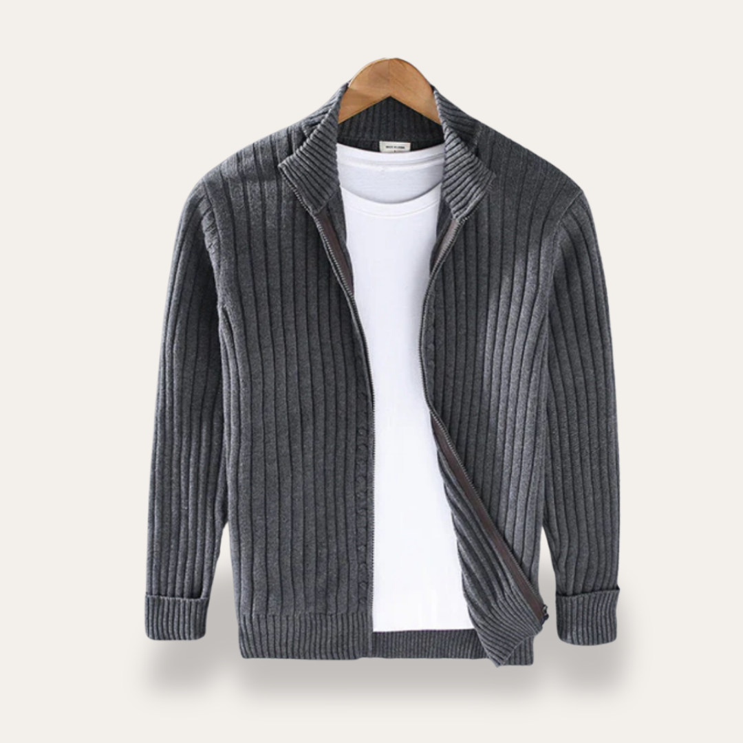 Gilet cardigan décontracté en maille côtelée pour homme