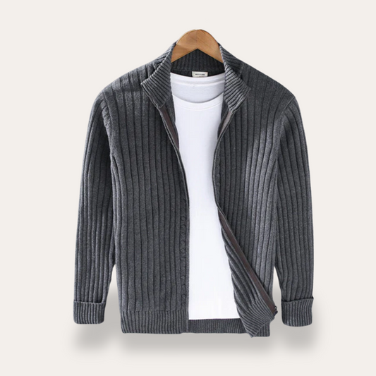 Gilet cardigan décontracté en maille côtelée pour homme