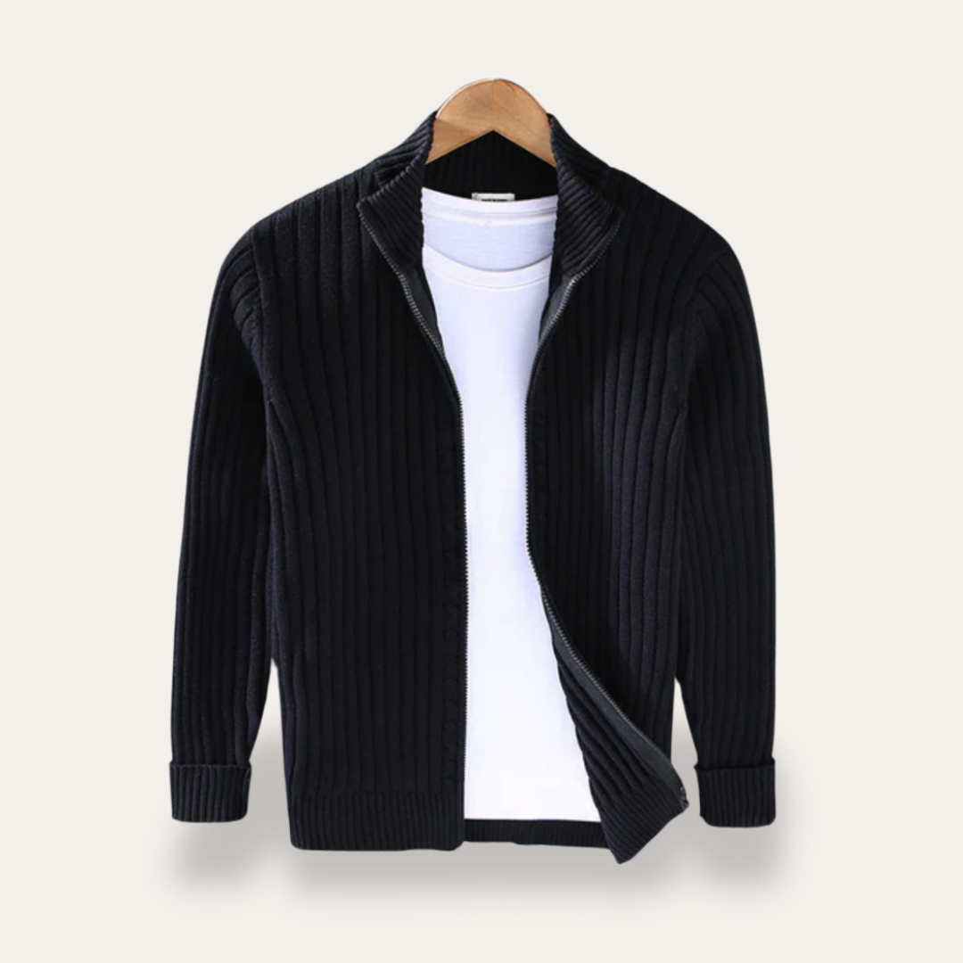 Gilet cardigan décontracté en maille côtelée pour homme