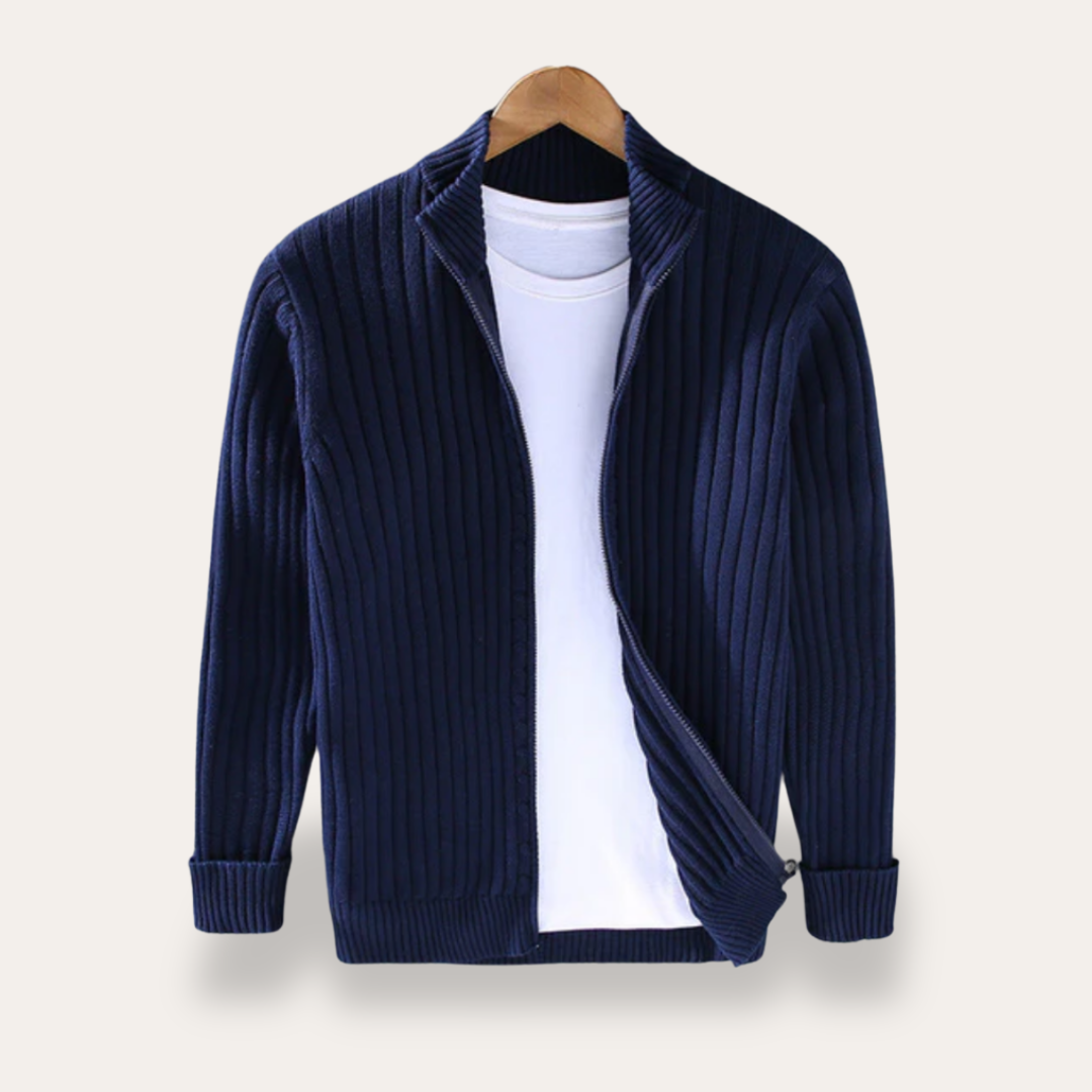 Gilet cardigan décontracté en maille côtelée pour homme