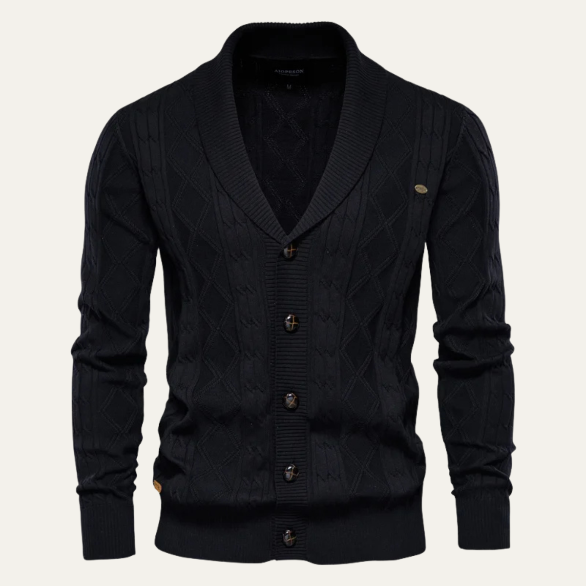 Gilet cardigan homme à col châle et torsades