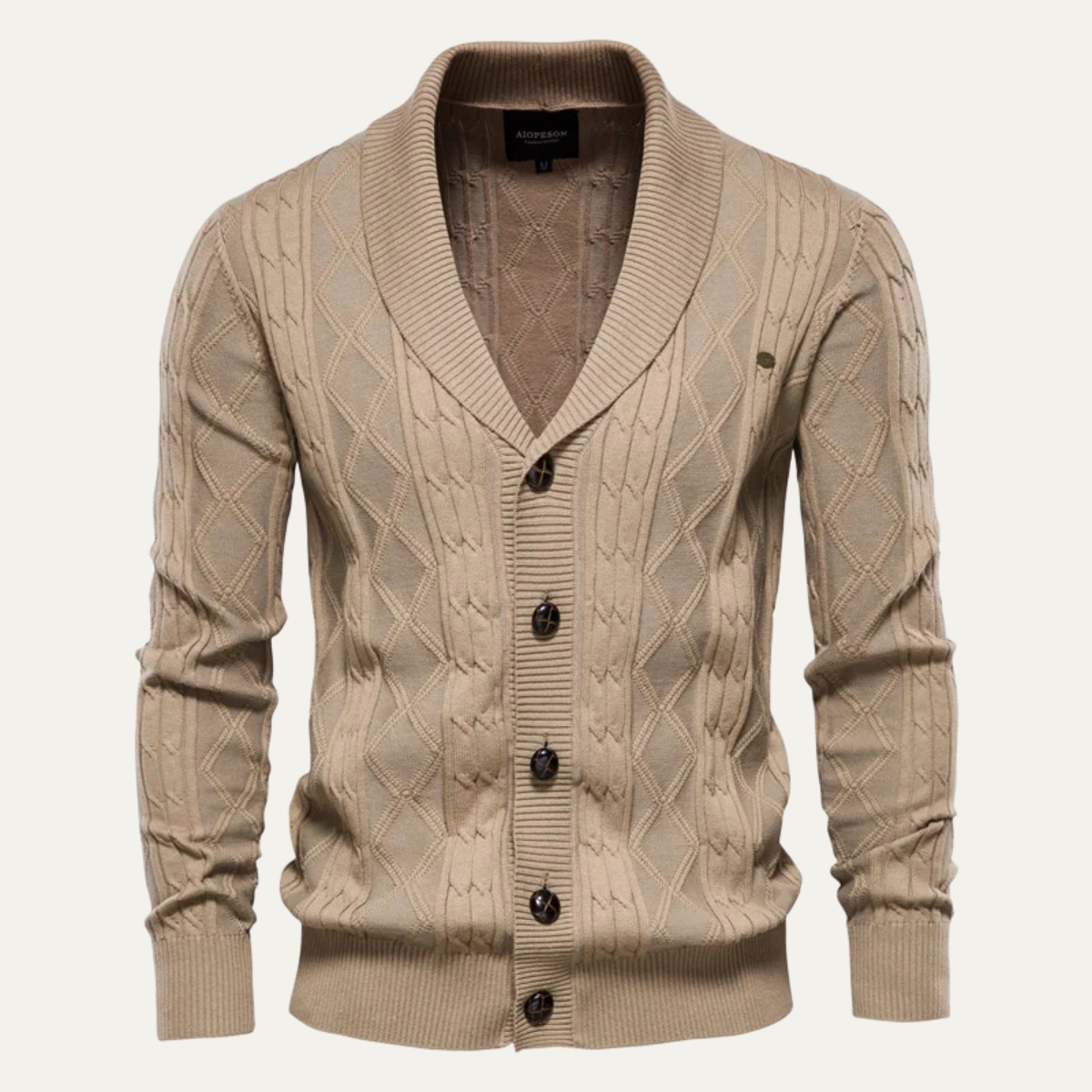 Gilet cardigan homme à col châle et torsades