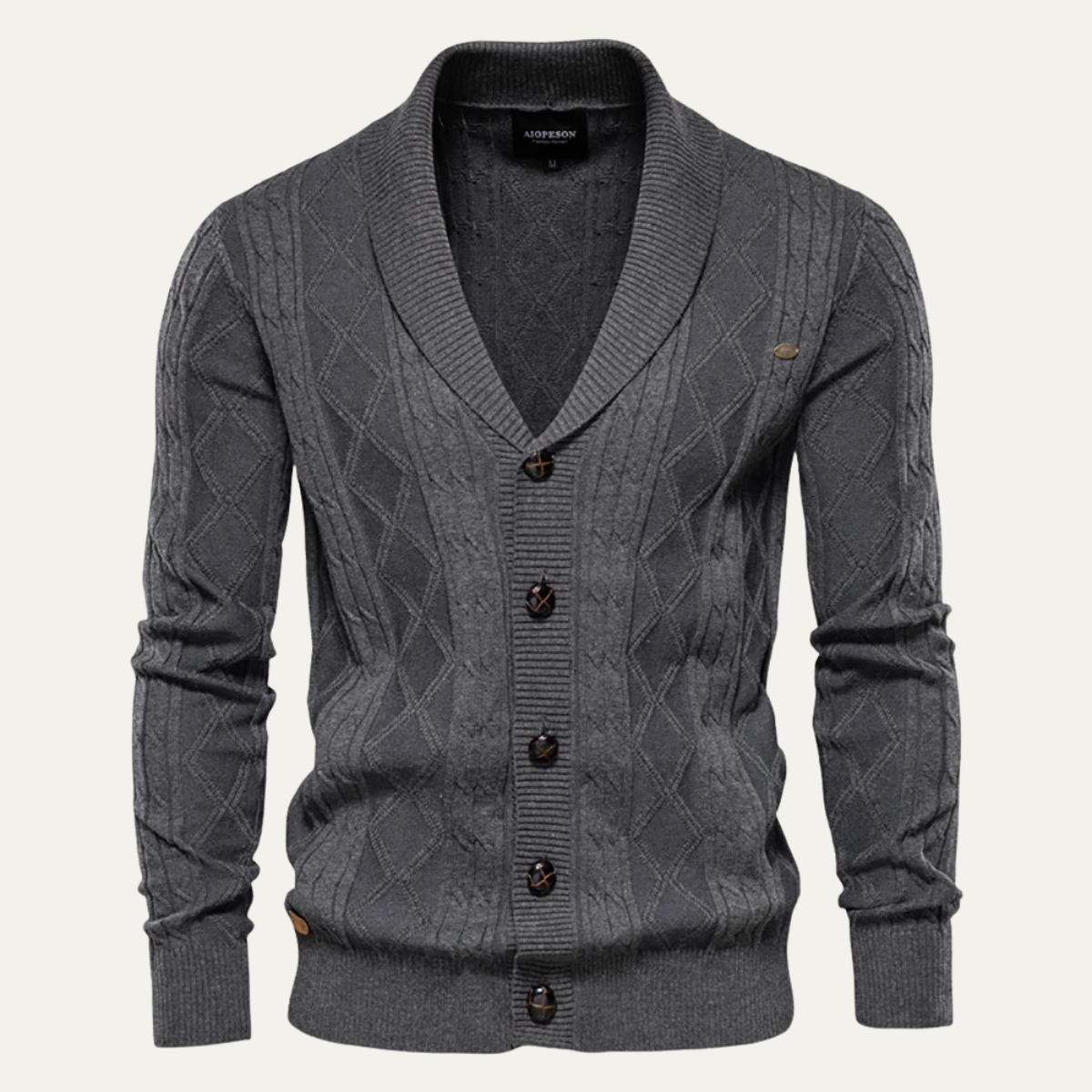 Gilet cardigan homme à col châle et torsades
