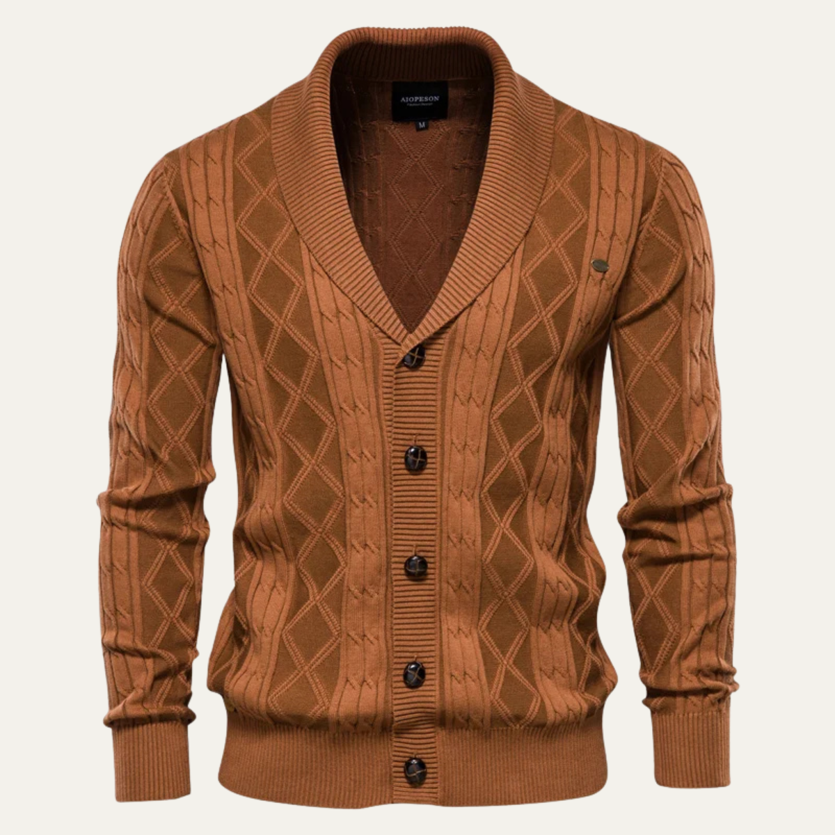 Gilet cardigan homme à col châle et torsades