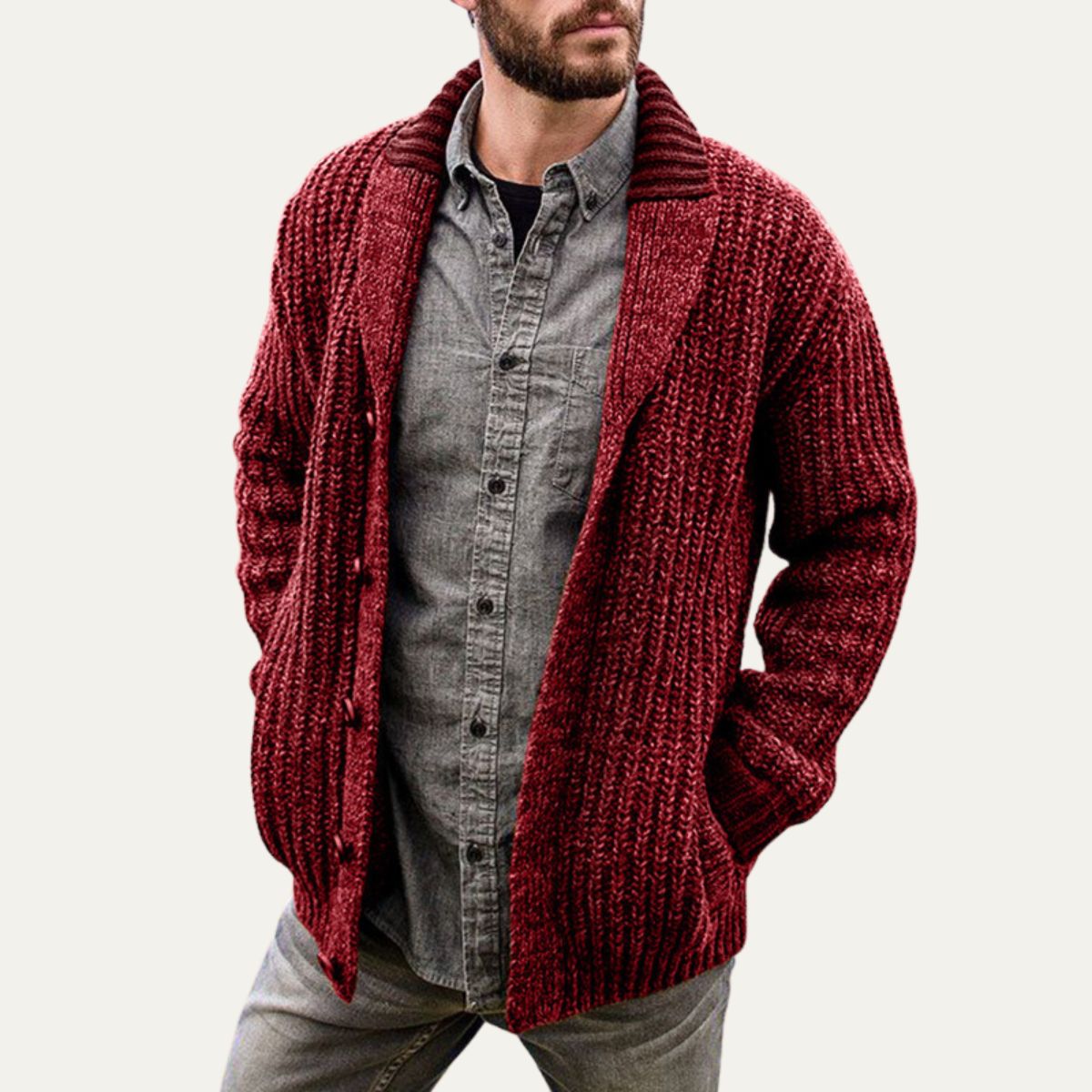 Gilet cardigan homme en grosse maille à col châle