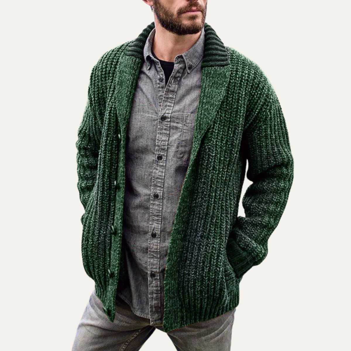 Gilet cardigan homme en grosse maille à col châle