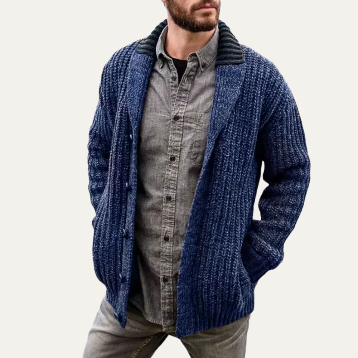 Gilet cardigan homme en grosse maille à col châle