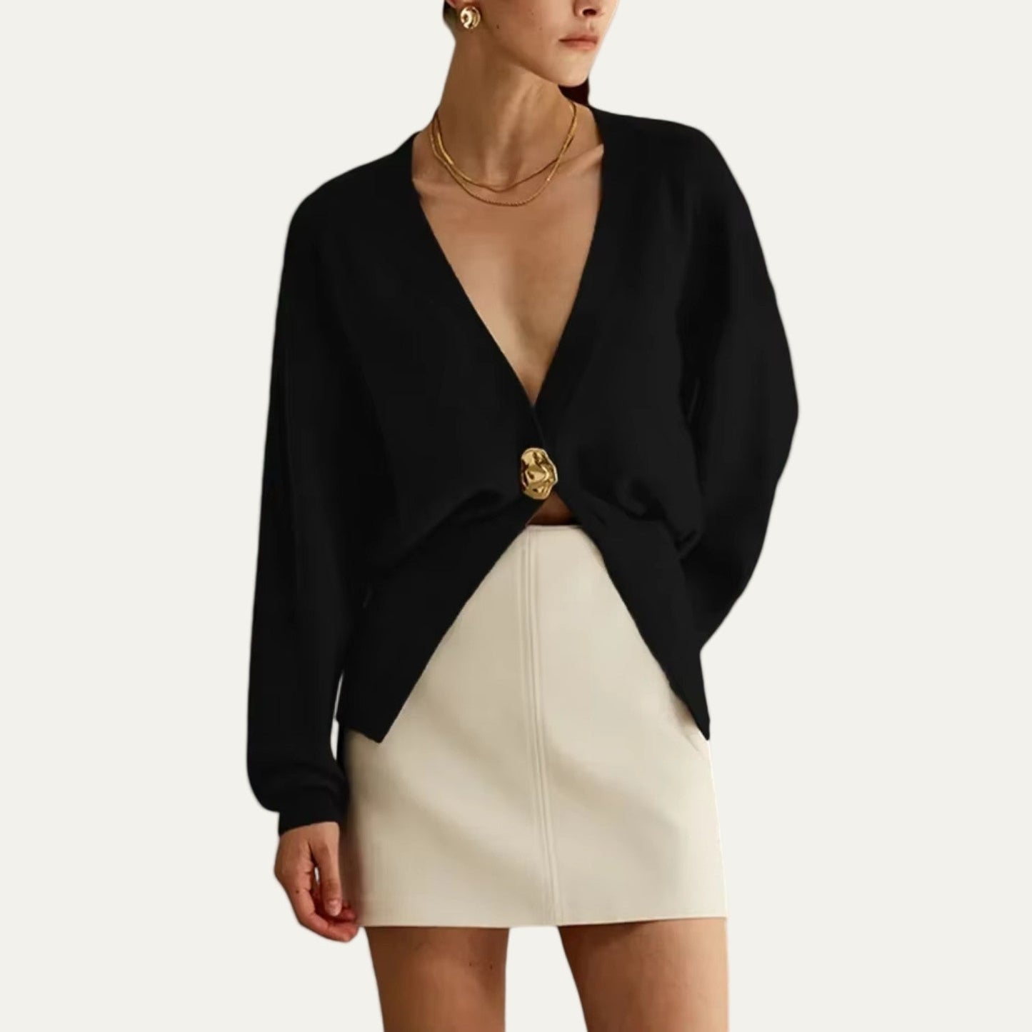 Gilet cardigan péplum à col en V pour femme
