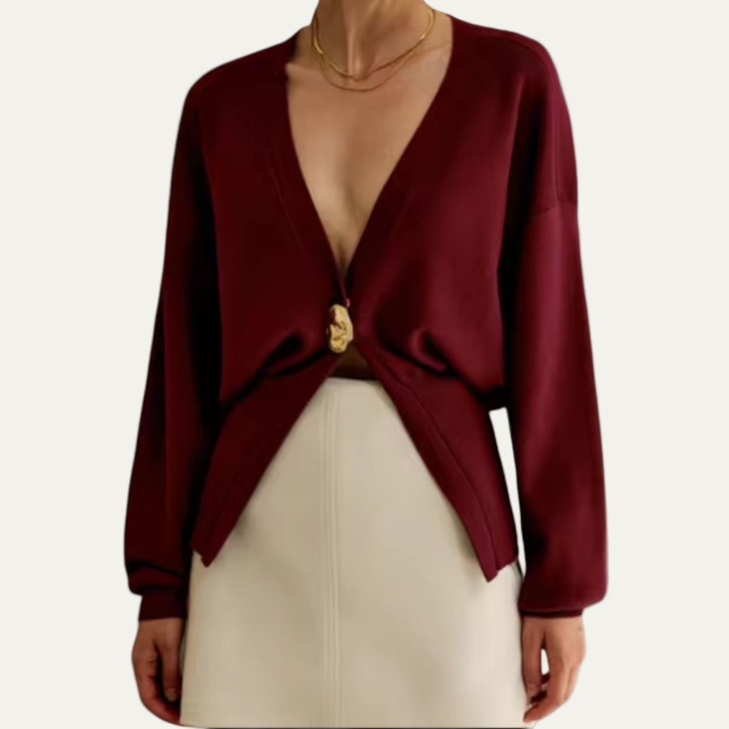 Gilet cardigan péplum à col en V pour femme
