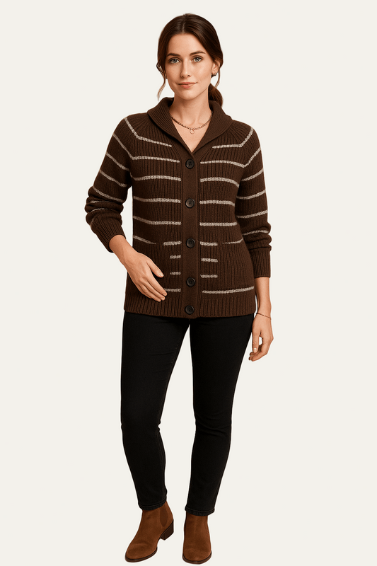 Gilet cardigan rayé à capuche pour femme