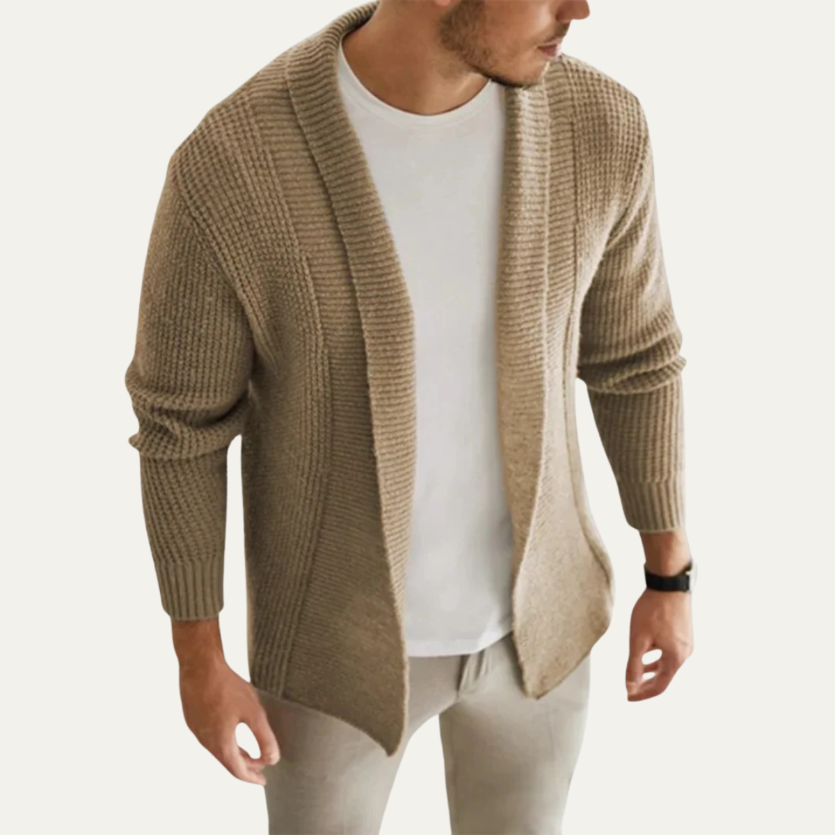 Gilet châle côtelé confortable pour homme