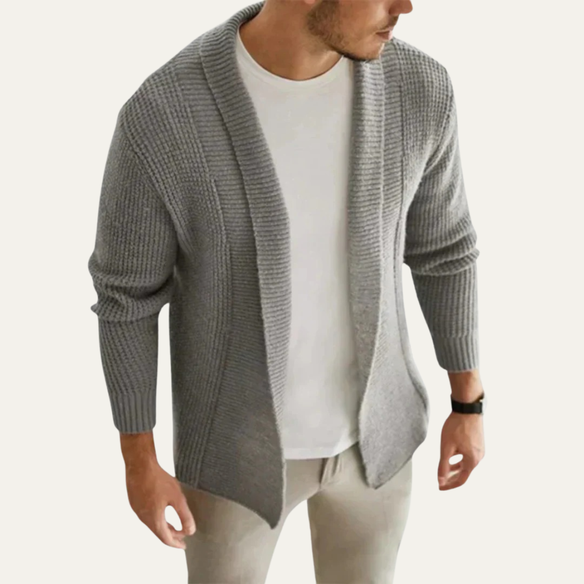 Gilet châle côtelé confortable pour homme