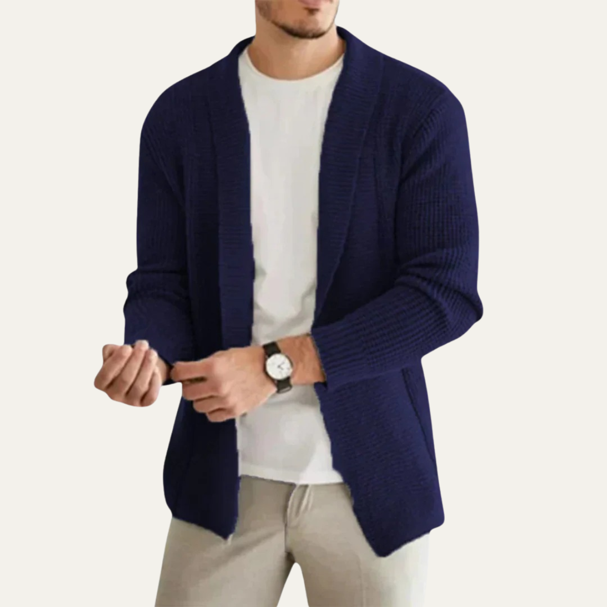 Gilet châle côtelé confortable pour homme