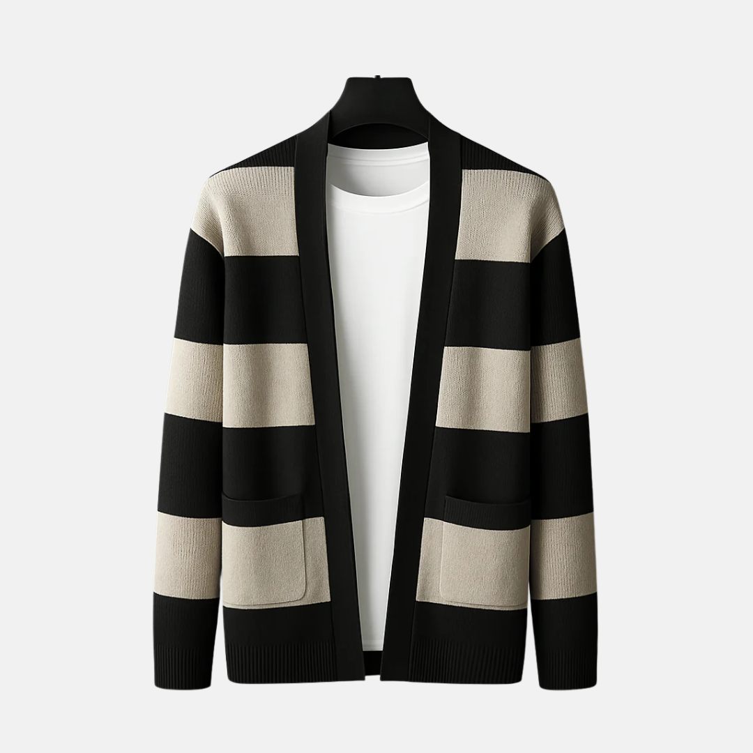 Gilet châle rayé pour homme