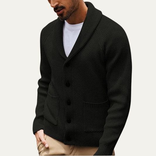 Gilet classique en maille à col châle pour homme
