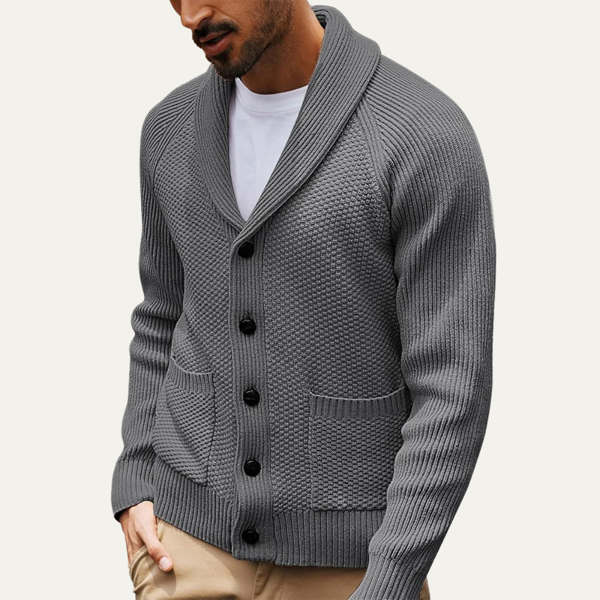 Gilet classique en maille à col châle pour homme
