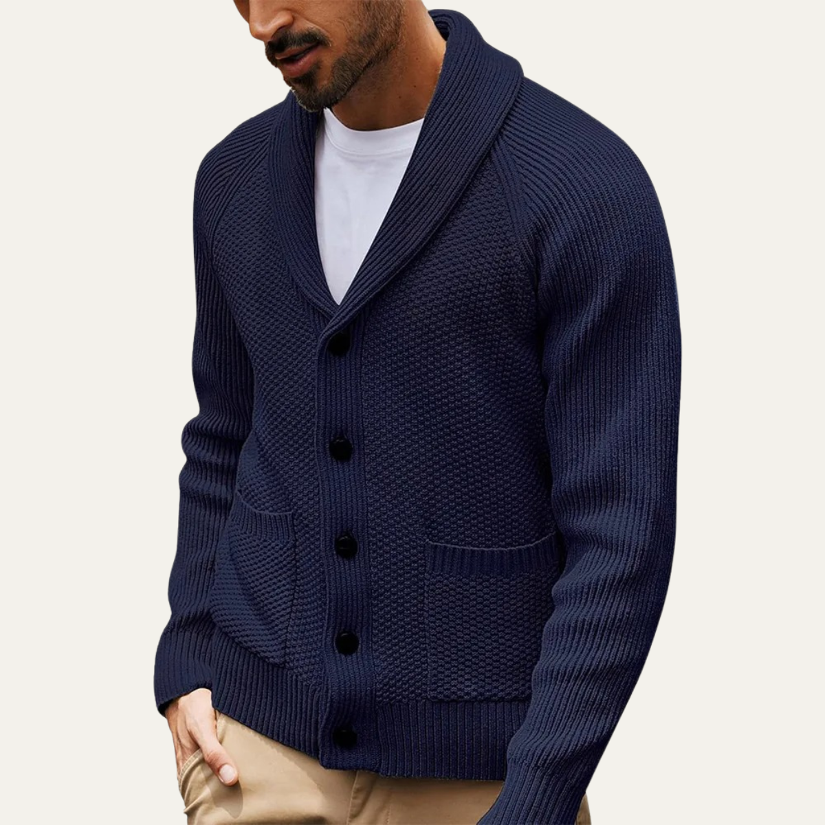 Gilet classique en maille à col châle pour homme