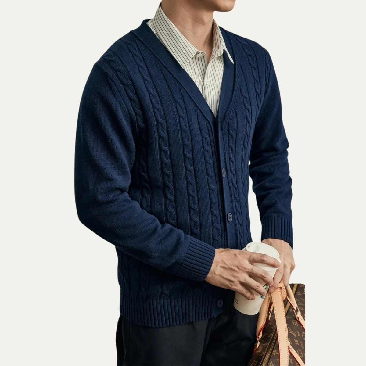 Gilet classique en maille torsadée pour homme